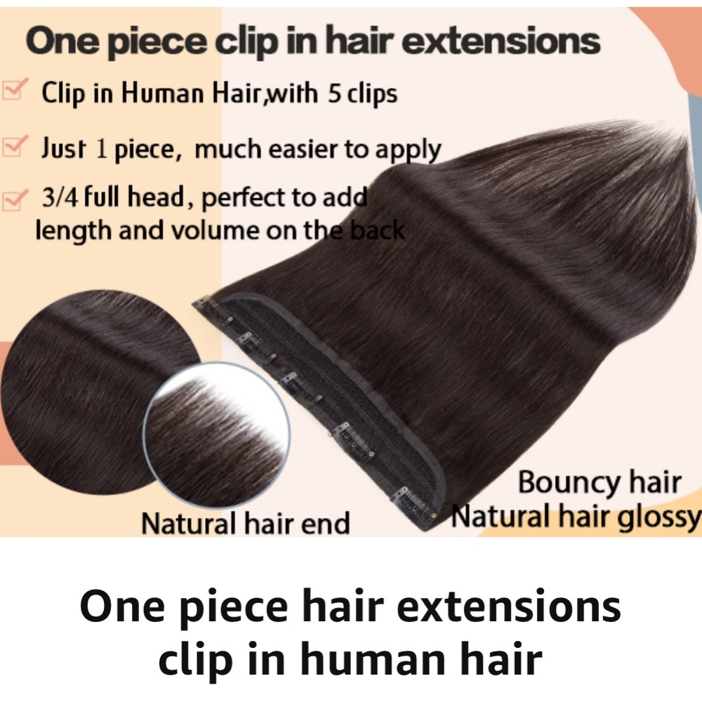 S-noilite Clip-In 100% Real Remy Human Hair Extensions One Piece Weft Clip Brown - Picture 7 of 10